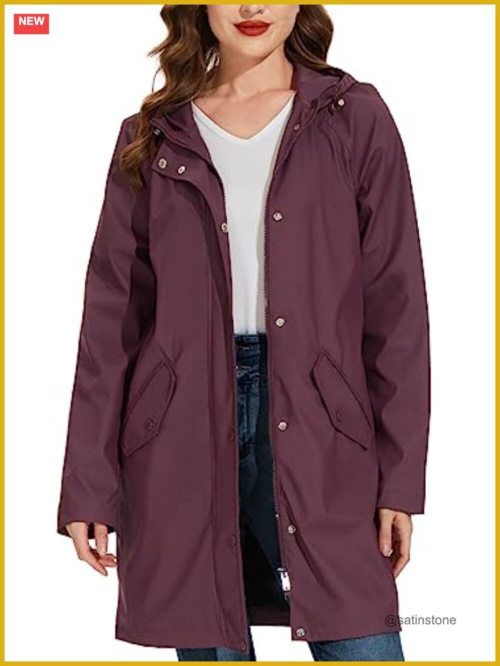 Waterproof Windbreaker Rain Jacket Hooded Long Raincoat